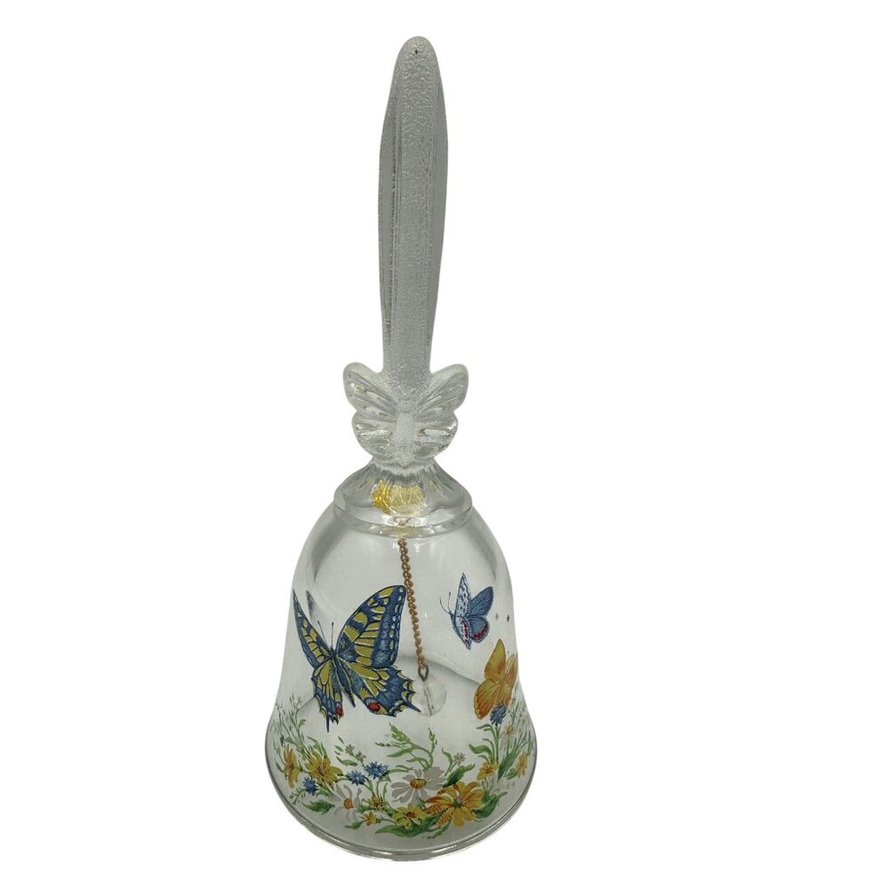 Vintage Avon 1990 Crystal Butterfly Bell 24% Lead Crystal Flowers & Butterflies
